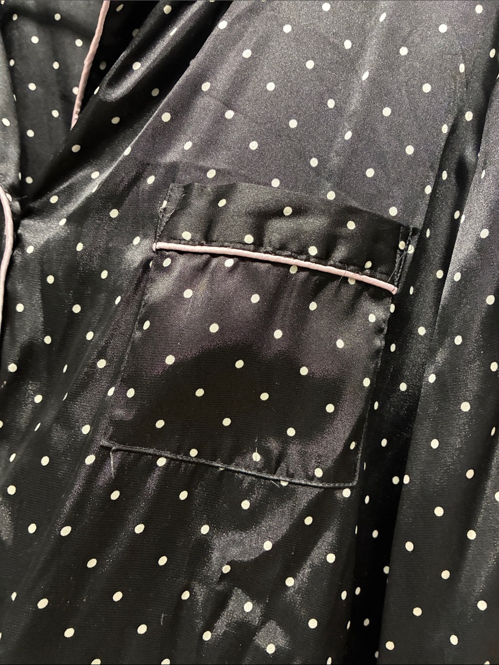 PINK Victoria's Secret Black And White Polka Dot Button Down Pajama Top// L - Picture 3 of 6